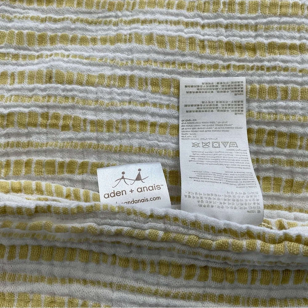 Aden + Anais Yellow, White 100% Cotton Muslin Baby Blanket Gender Neutral